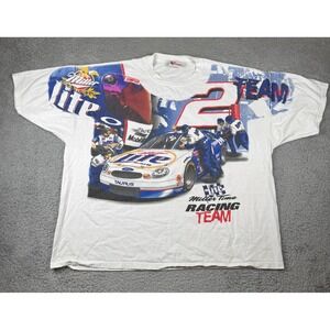 Vintage Rusty Wallace #2 Miller Time Racing Team AOP Nascar Shirt Size 2XL 90s